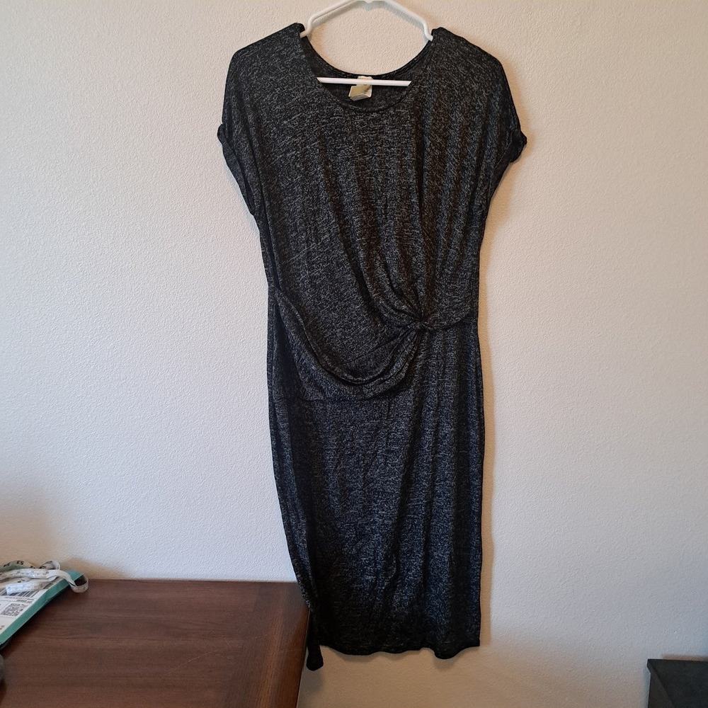 Lara Fashion Gray Marl Front Knot Draped Sheath Dress GD1102 Womens Medium